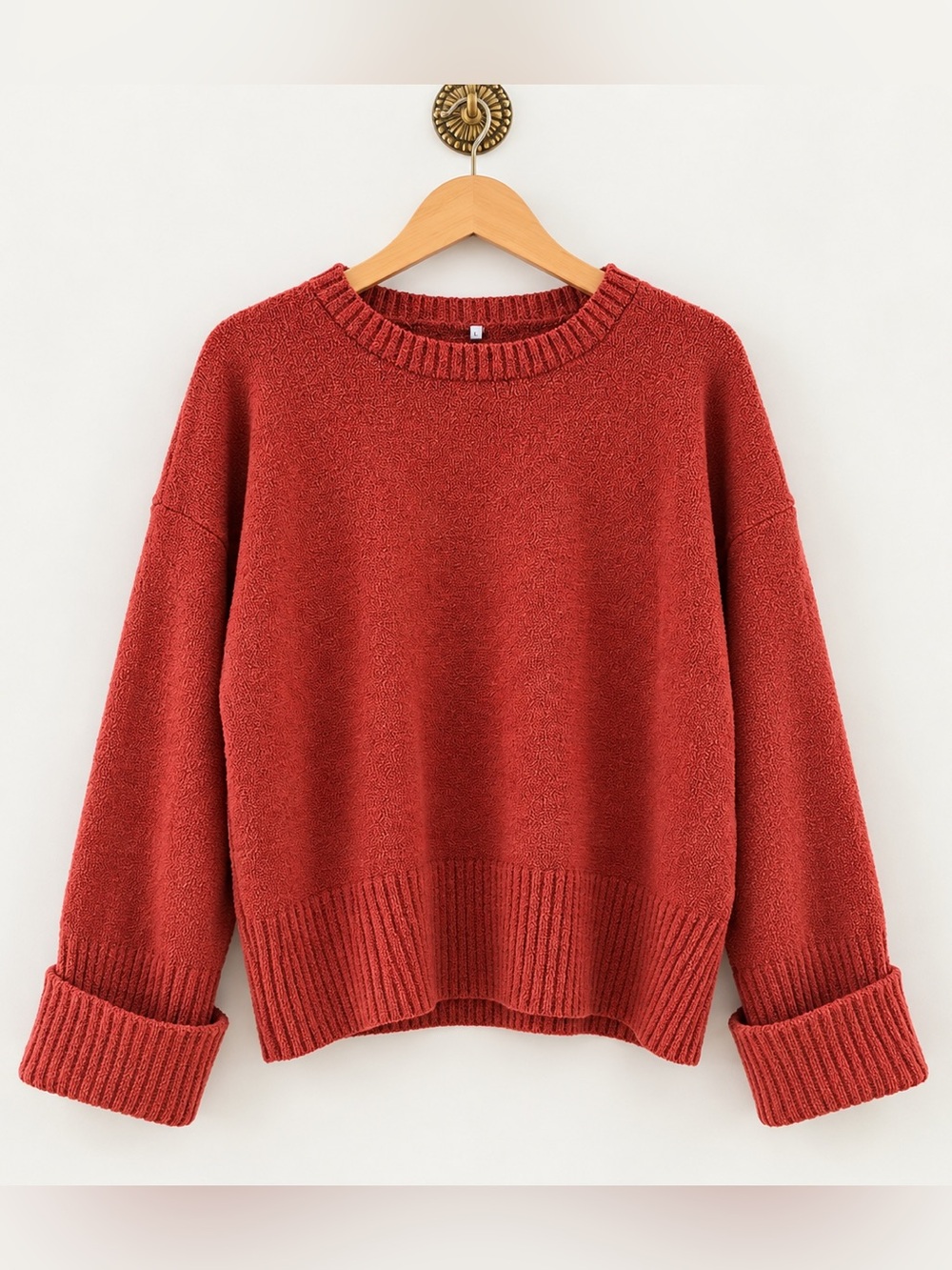 Women’s Rust Orange Chenille Crewneck Sweater Size Large